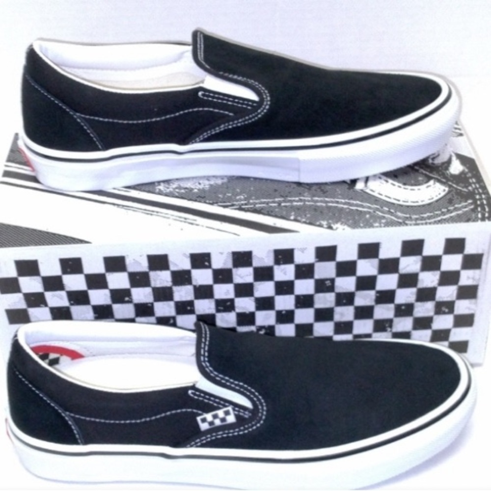Vans Black and White Slip-On Shoes